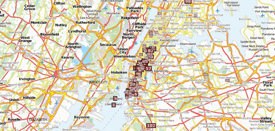 Reiseführer von New York und New York-Sehenswürdigkeiten direkt im Stadtplan